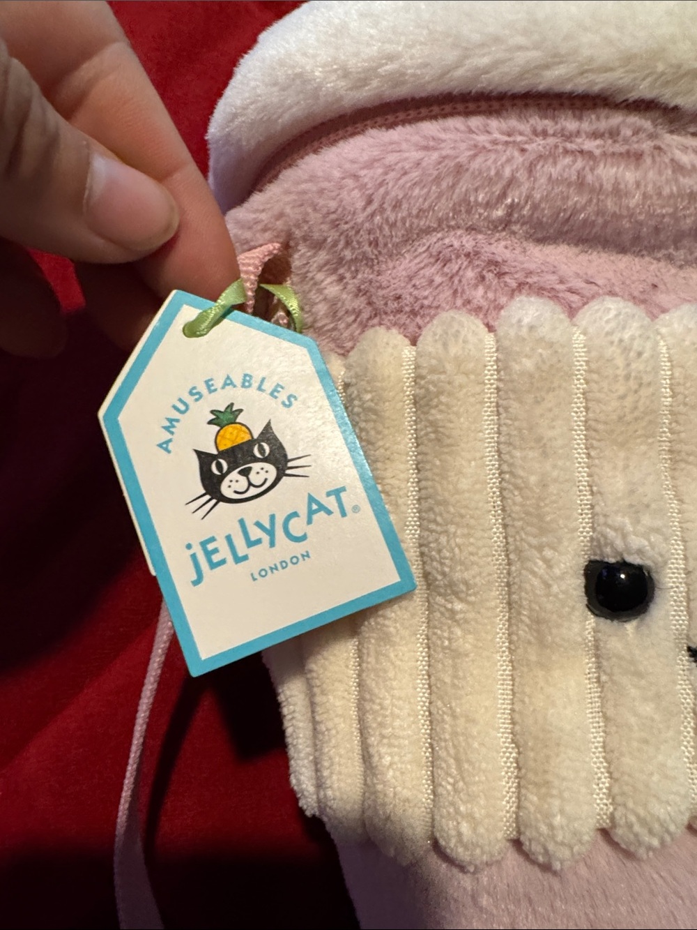 Jellycat Pink Plush Cup Crossbody Bag with Cream Face Panel - Picture 2 of 2